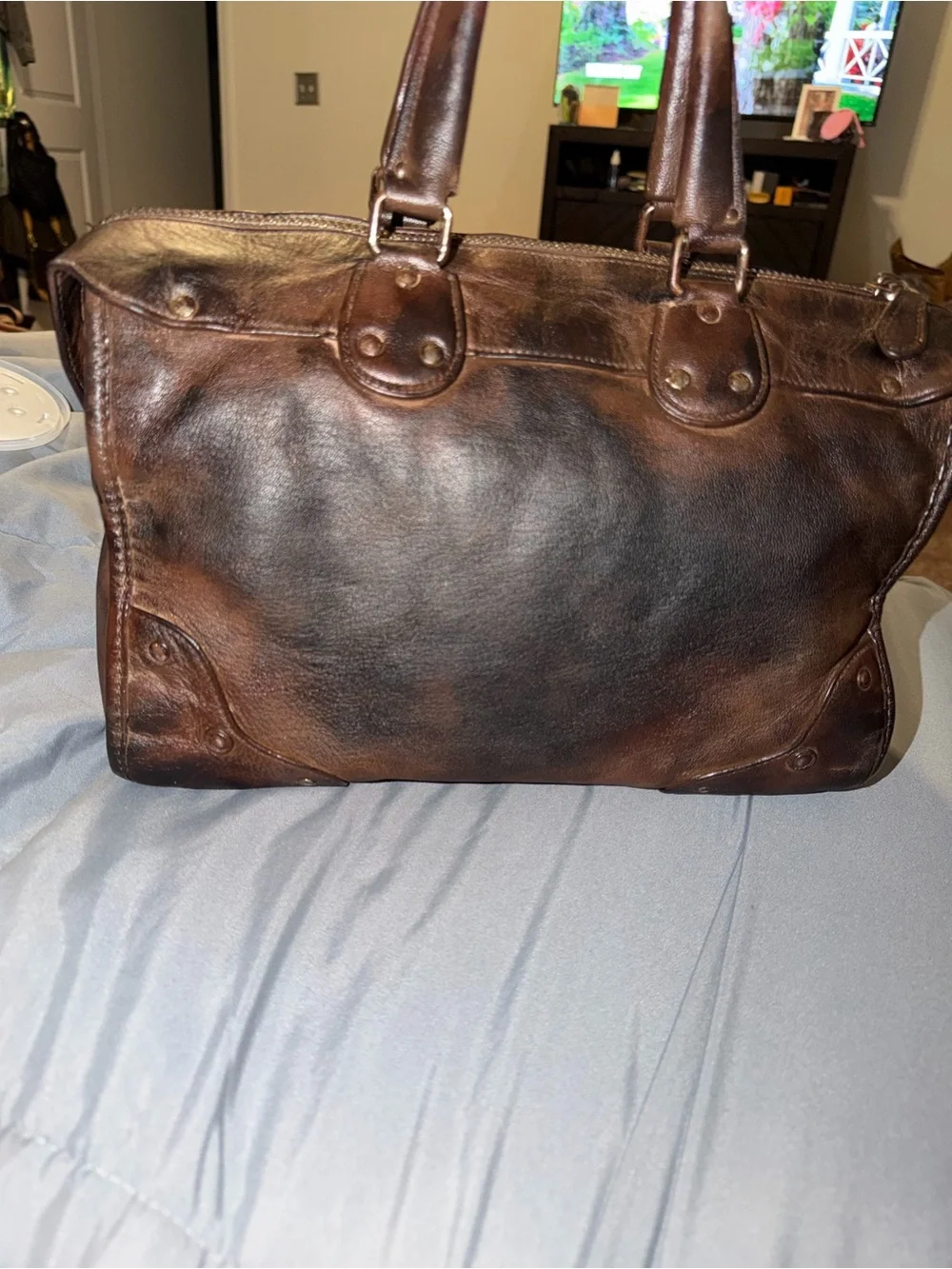 Coach Rhyder Custom Brown Leather Satchel with Turn-Lock